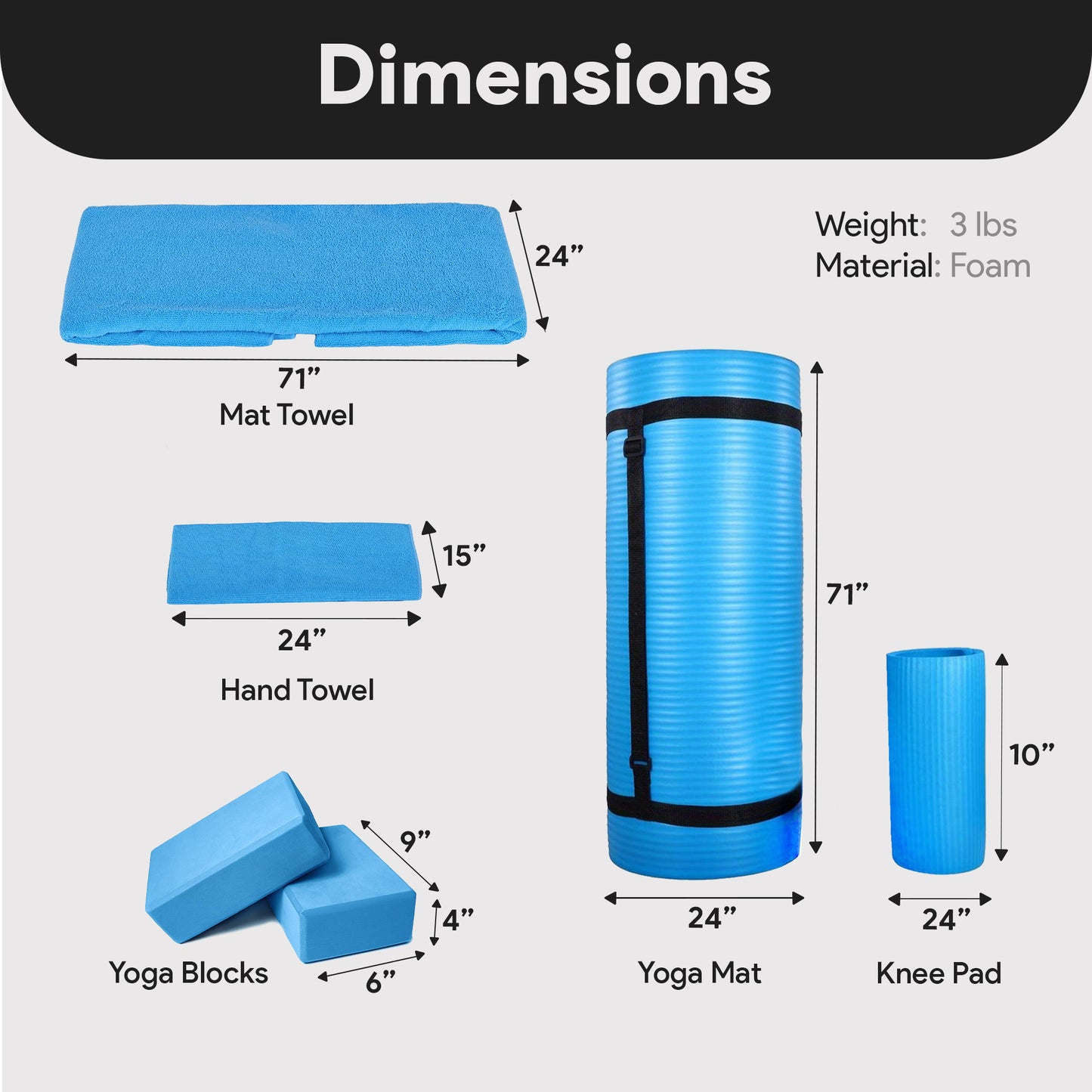 BalanceFrom 7 Piece Yoga Set With Mat Blocks Knee Pad