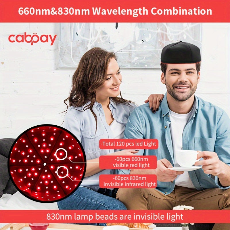 CABPAY Red Light Therapy Cap 660nm 830nm Infrared 120LED