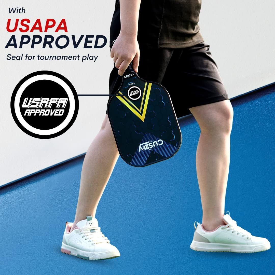 Cuspy USAPA Pickleball Paddles Set With Graphite Surface Balls