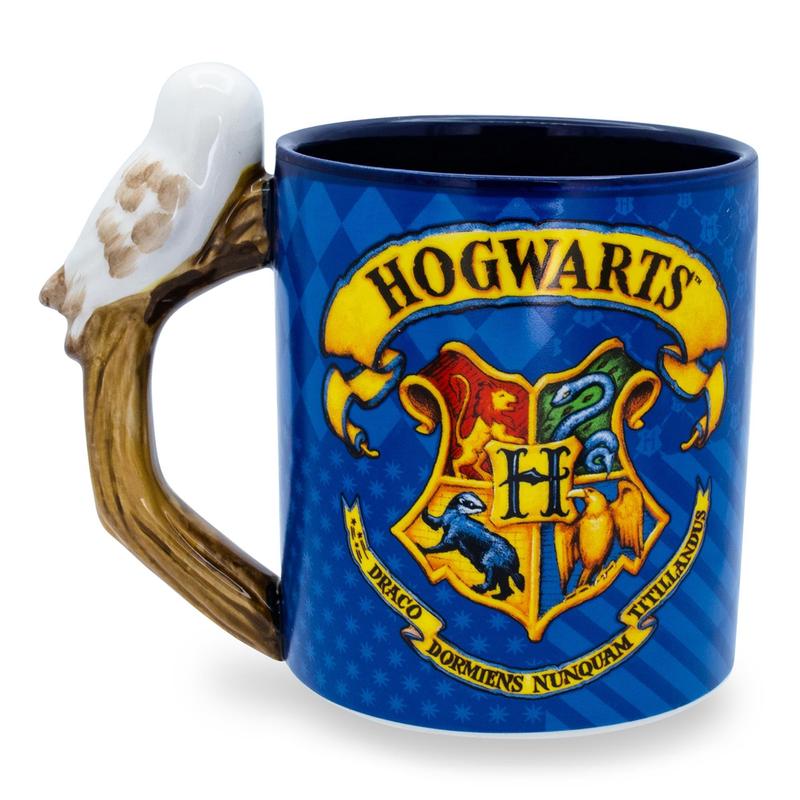 Silver Buffalo Harry Potter Hogwarts Crest Sculpted Handle Mug