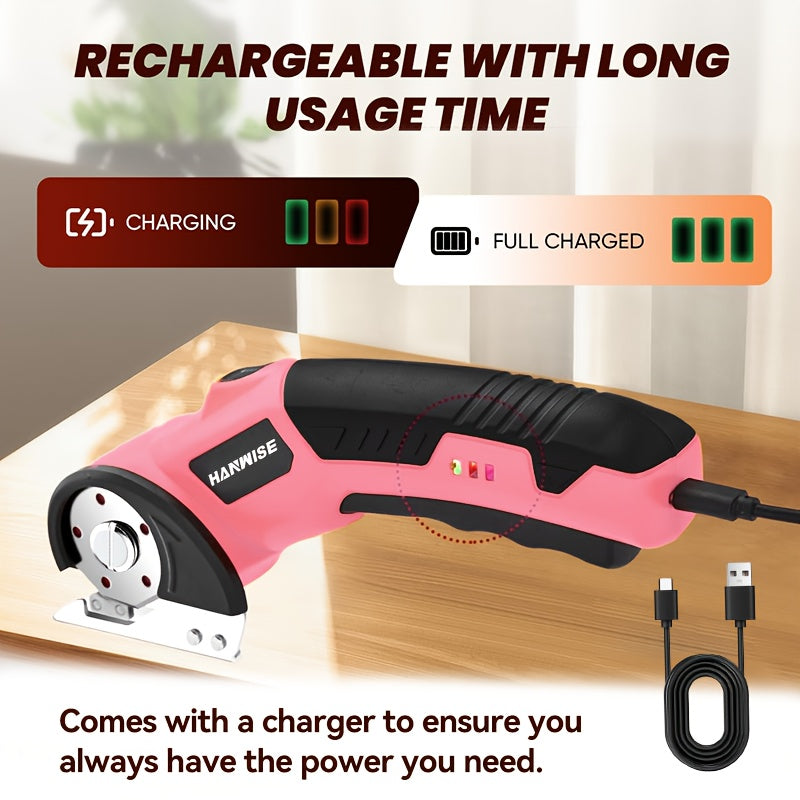 HANWISE Cordless Electric Scissors USB Rechargeable 10000RPM