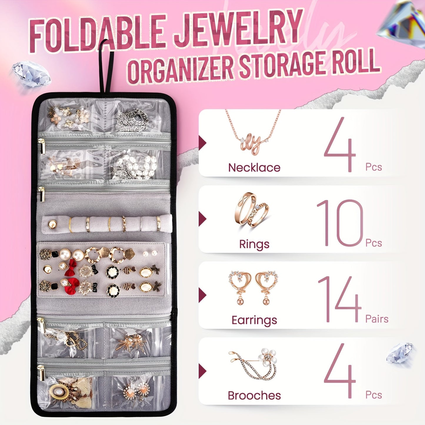 Travel Makeup Organizer With 4 Removable Cases And Jewelry Roll