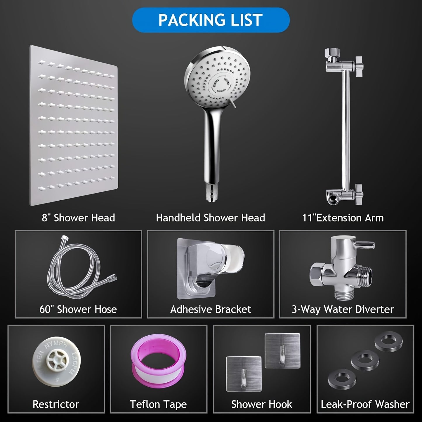 High Pressure Rainfall Shower Head With Adjustable Handheld