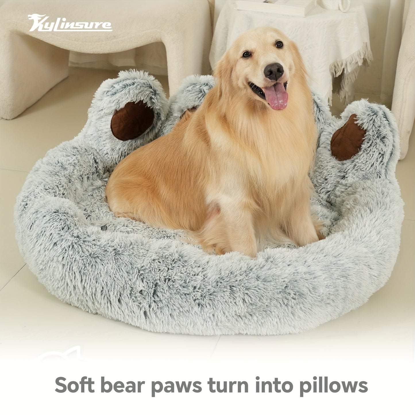 KYLINSURE Bear Paw Shaped Dog Bed And Cat Bed Plush