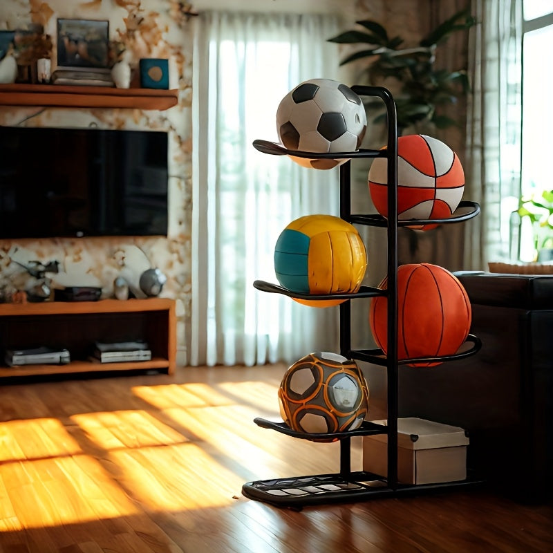 Four Tier Basketball Storage Rack for Gym and Garage