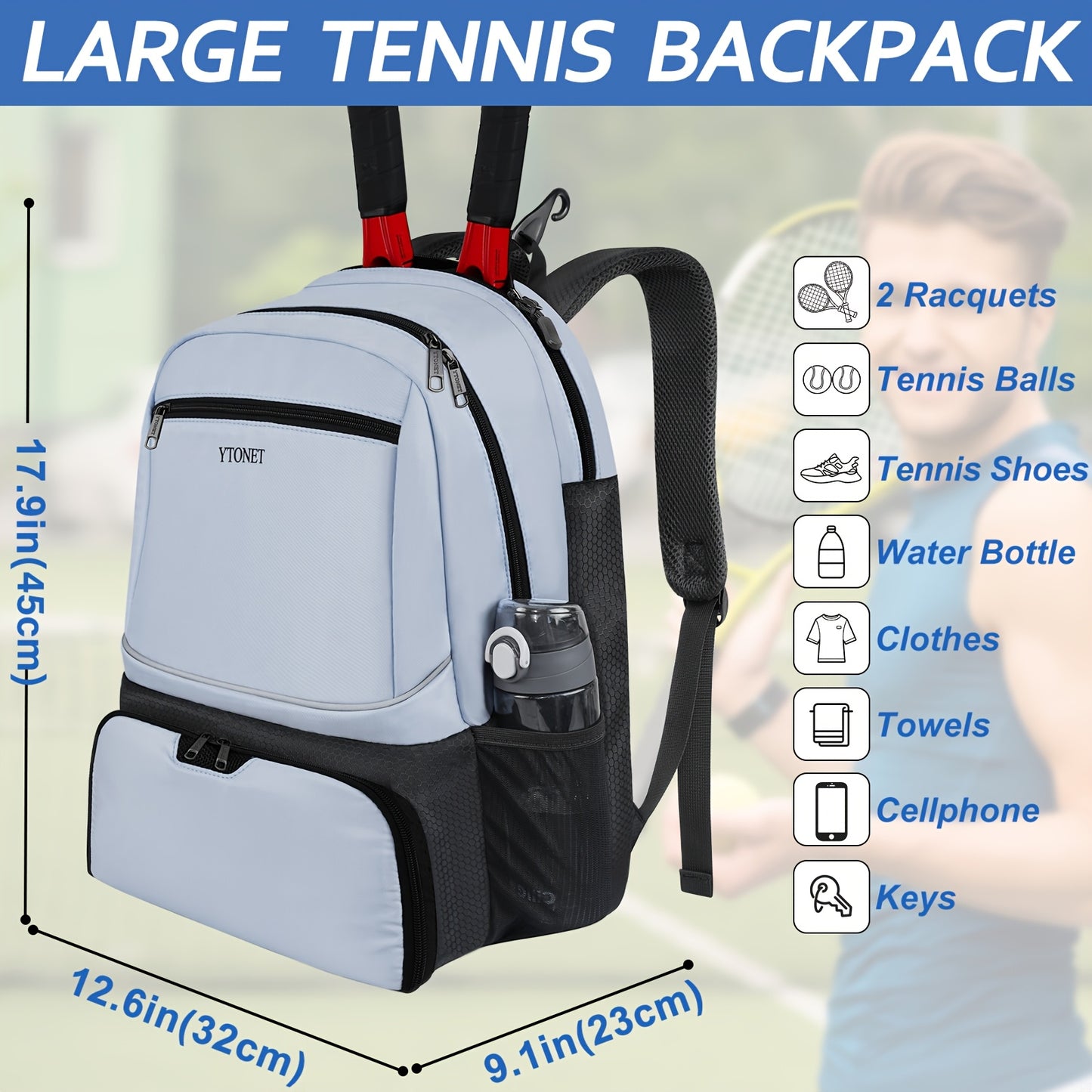 Tennis Backpack For Women And Men With Insulated Racket Pocket
