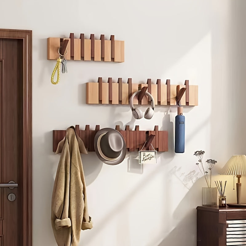 Ecoboom Boho Style Wooden Piano Key Wall Rack Coat Hook