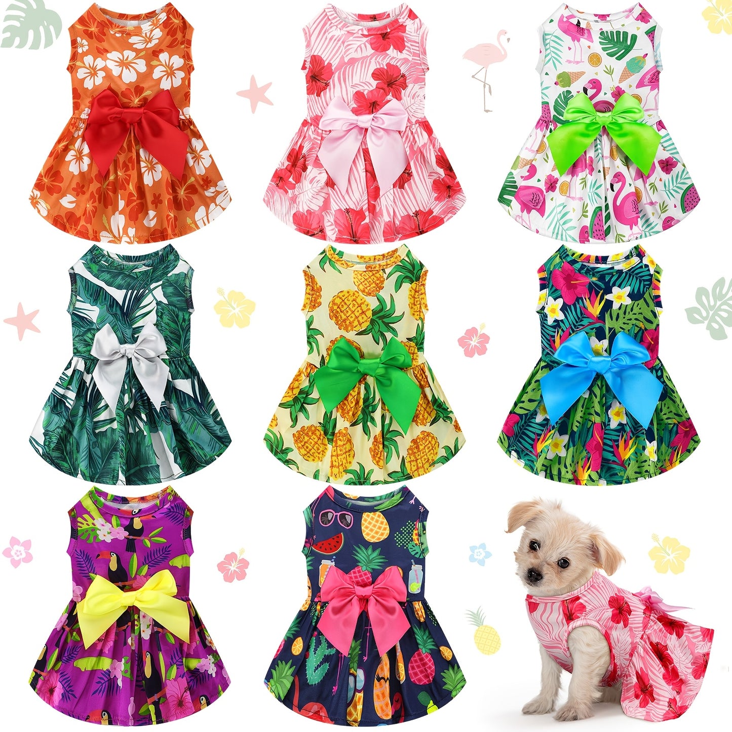 PATELAI Hawaiian Summer Dog Dresses For Dogs And Cats