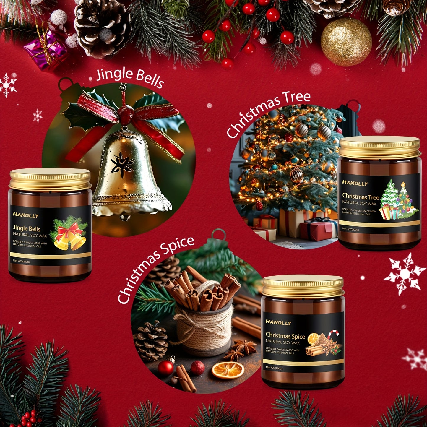 Christmas Scented Candle Gift Set for Holidays and Celebrations