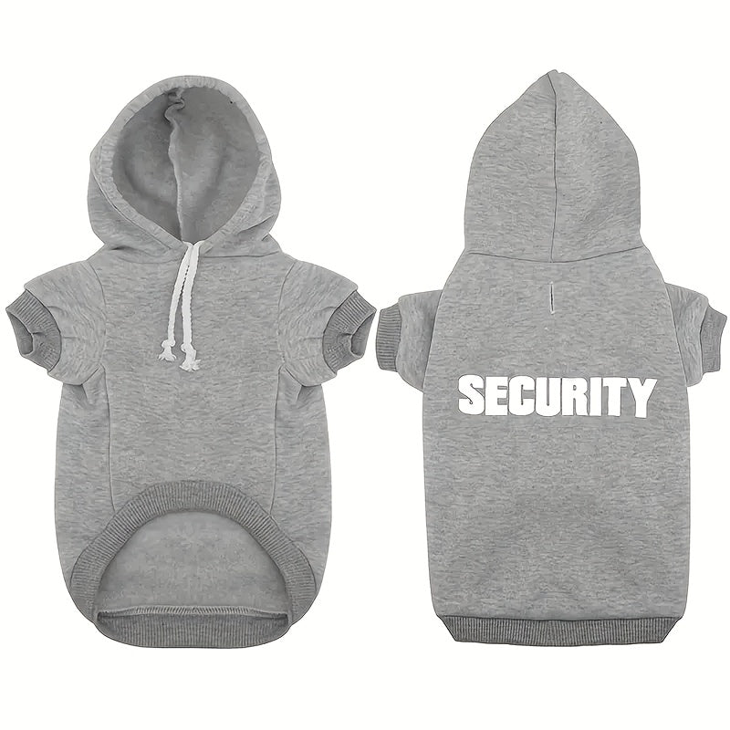 Cozy Fleece Dog Hoodies Set With Security Print