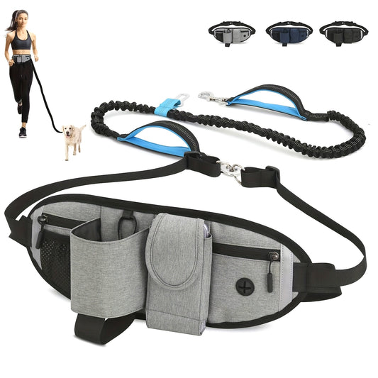 A Retractable Dog Leash with a Waist Bag, Convenient for Walking Dogs, Featuring a Hands-Free Design And an Adjustable Belt, Suitable for Running And Training. - Revitalize Mind Body