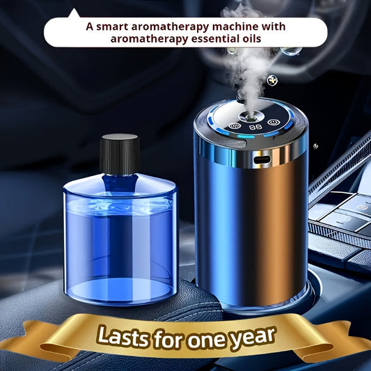 2025 New Car Automatic Aromatherapy Machine, with 5-color LED Light, Car Deodorization and Sterilization, Car Aroma Deodorizing Spray Air Freshener One Machine Three Bottles of Essential Oils - Revitalize Mind Body