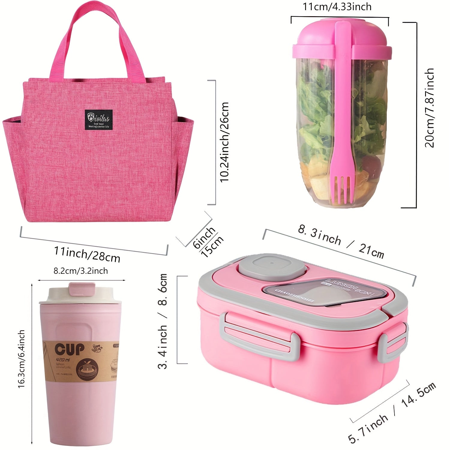 Multi-Layer Lunch Box Set With Cutlery And Cup Meal Bag - Revitalize Mind Body