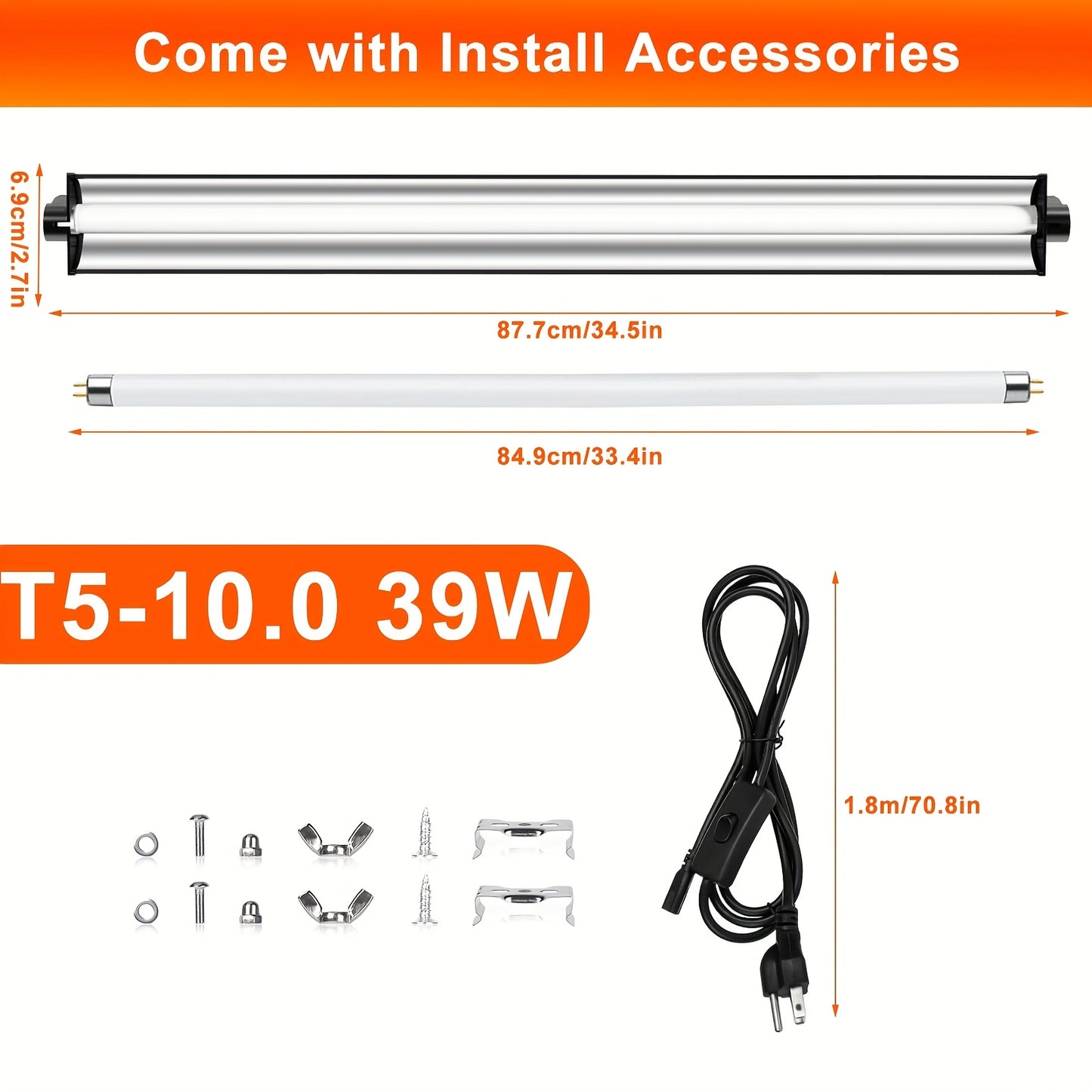 39W T5 UVB Reptile Light Kit ETL Certified With Reflector
