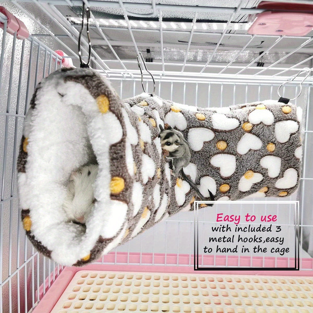 LEFTSTARER Small Animal Hammock Tunnel Heartshape Plush Bed