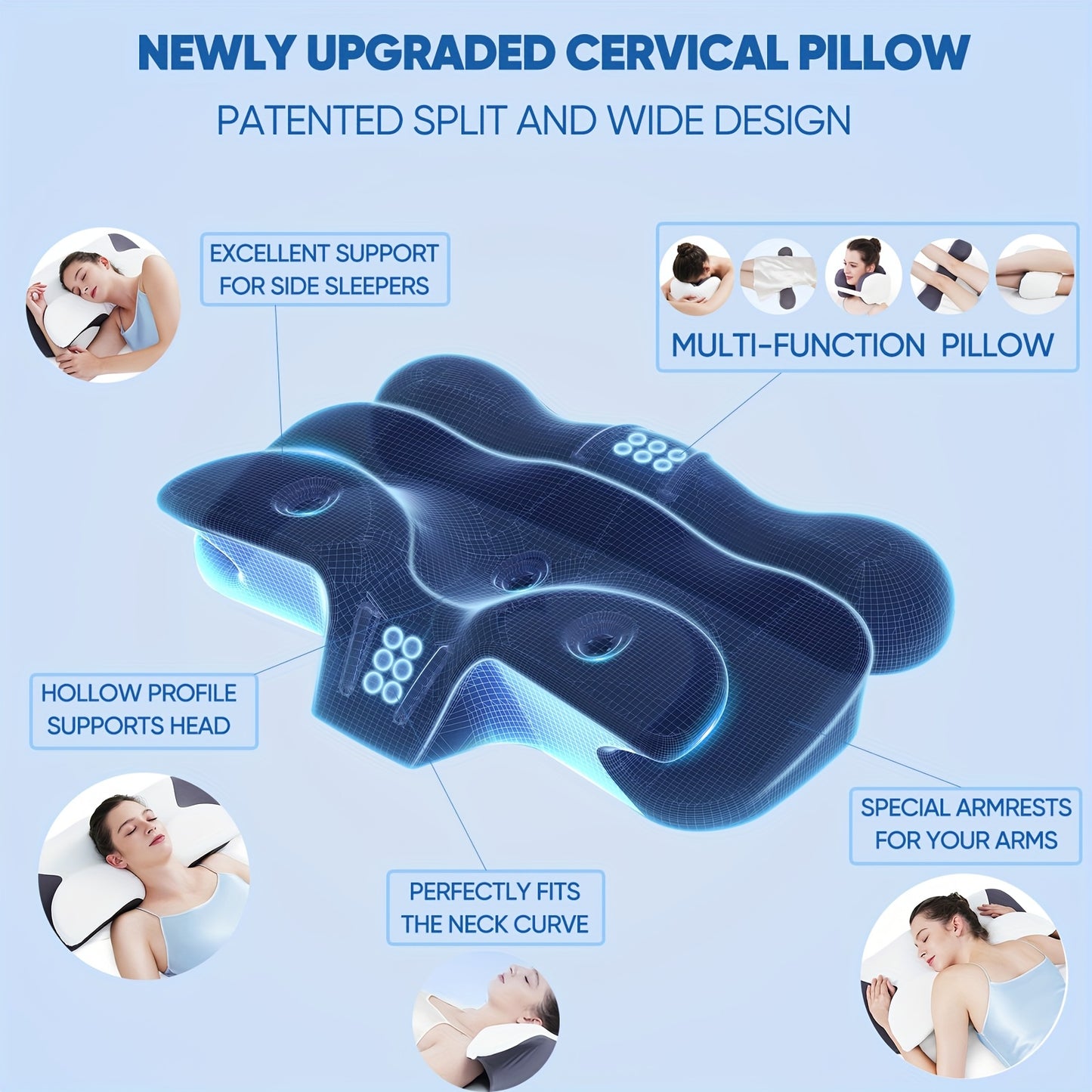 Ergonomic Cooling Sleeper Adjustable Height Pillow by Brand