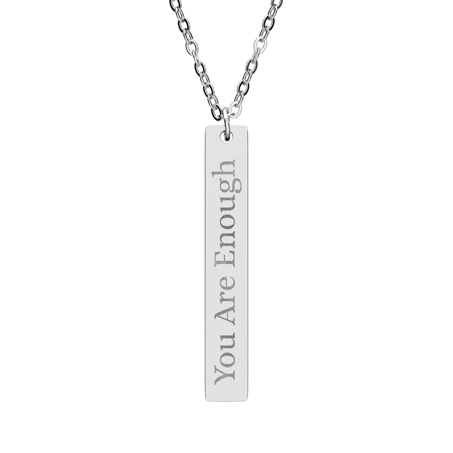 Engraved You Are Enough Vertical Bar Necklace Pendant - Revitalize Mind Body