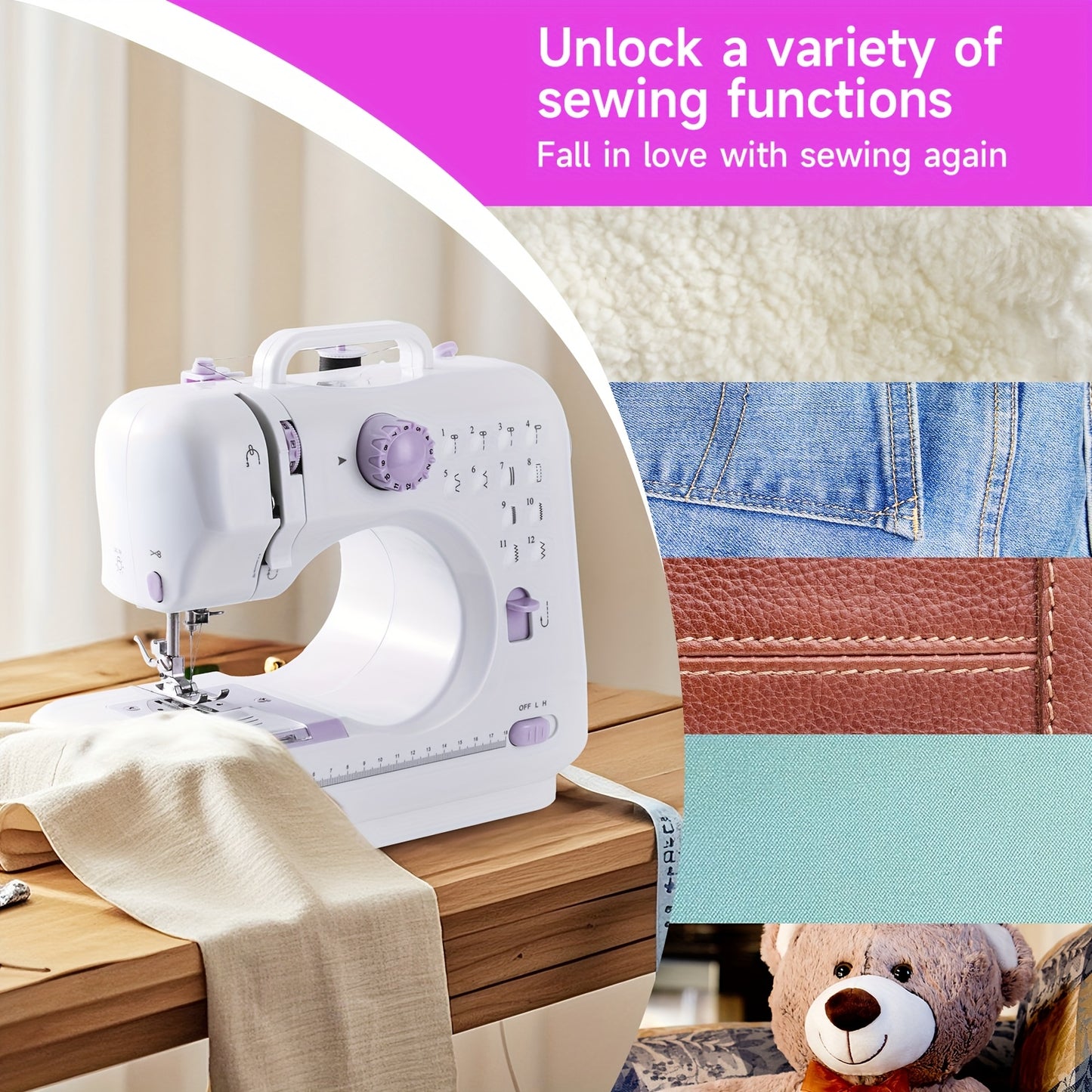Lovewe Portable Electric Sewing Machine 12 Stitch Patterns