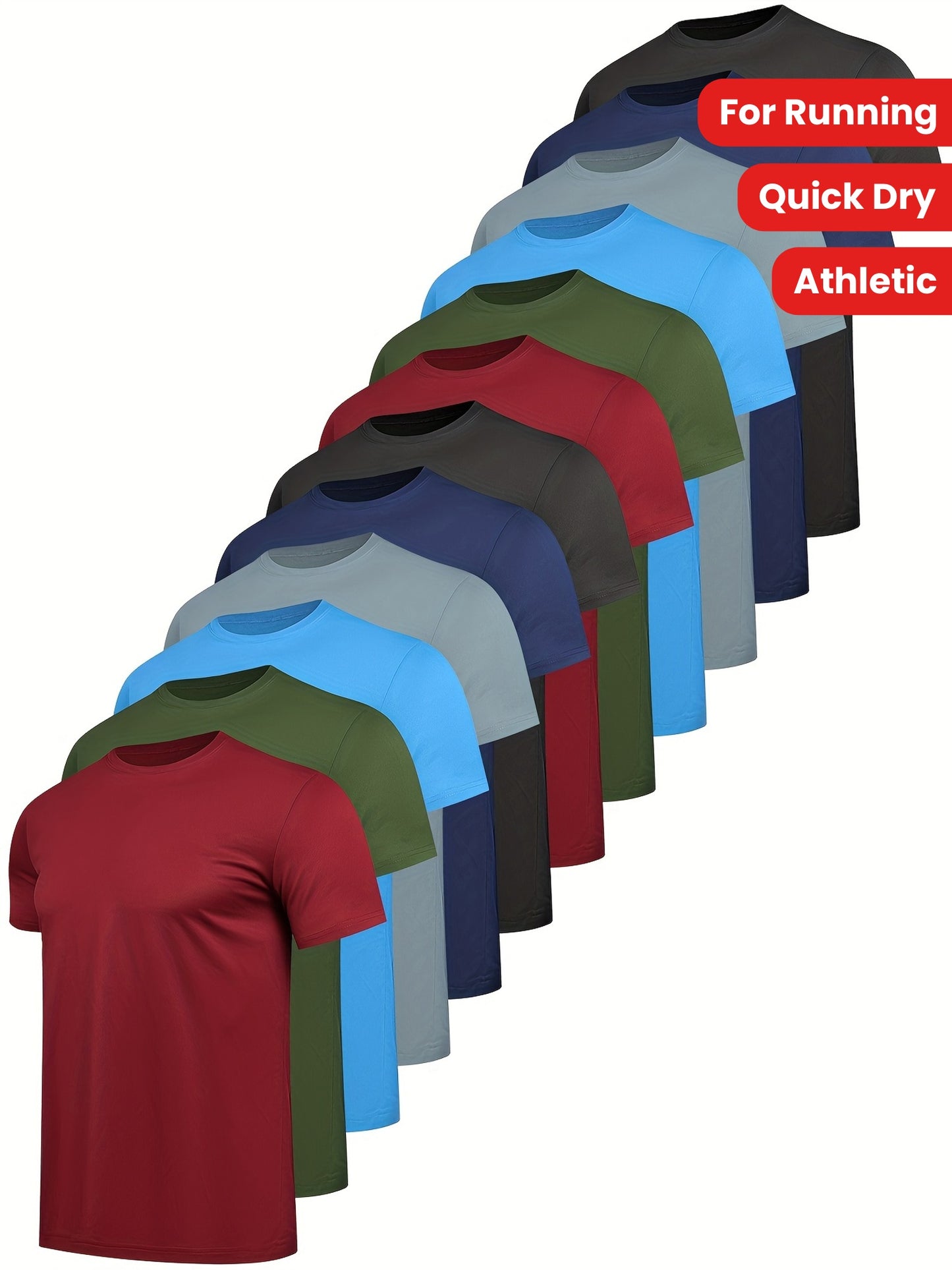 [12 Pack Quick Dry Workout Shirts] 12 Pack Workout Shirts For Men Short Sleeve Athletic Active Tops Quick Dry Crew Neck T Shirt For Running - Revitalize Mind Body