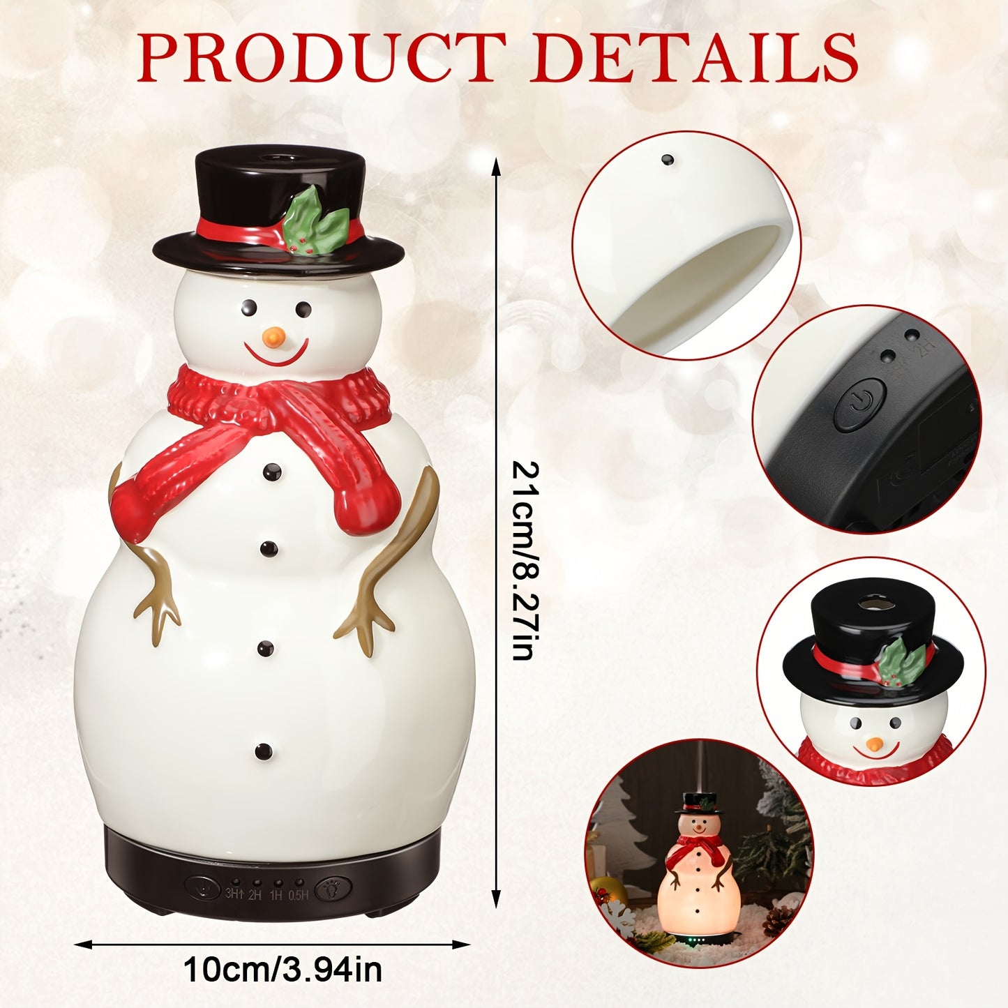 Outus Ceramic Snowman Essential Oil Diffuser Humidifier