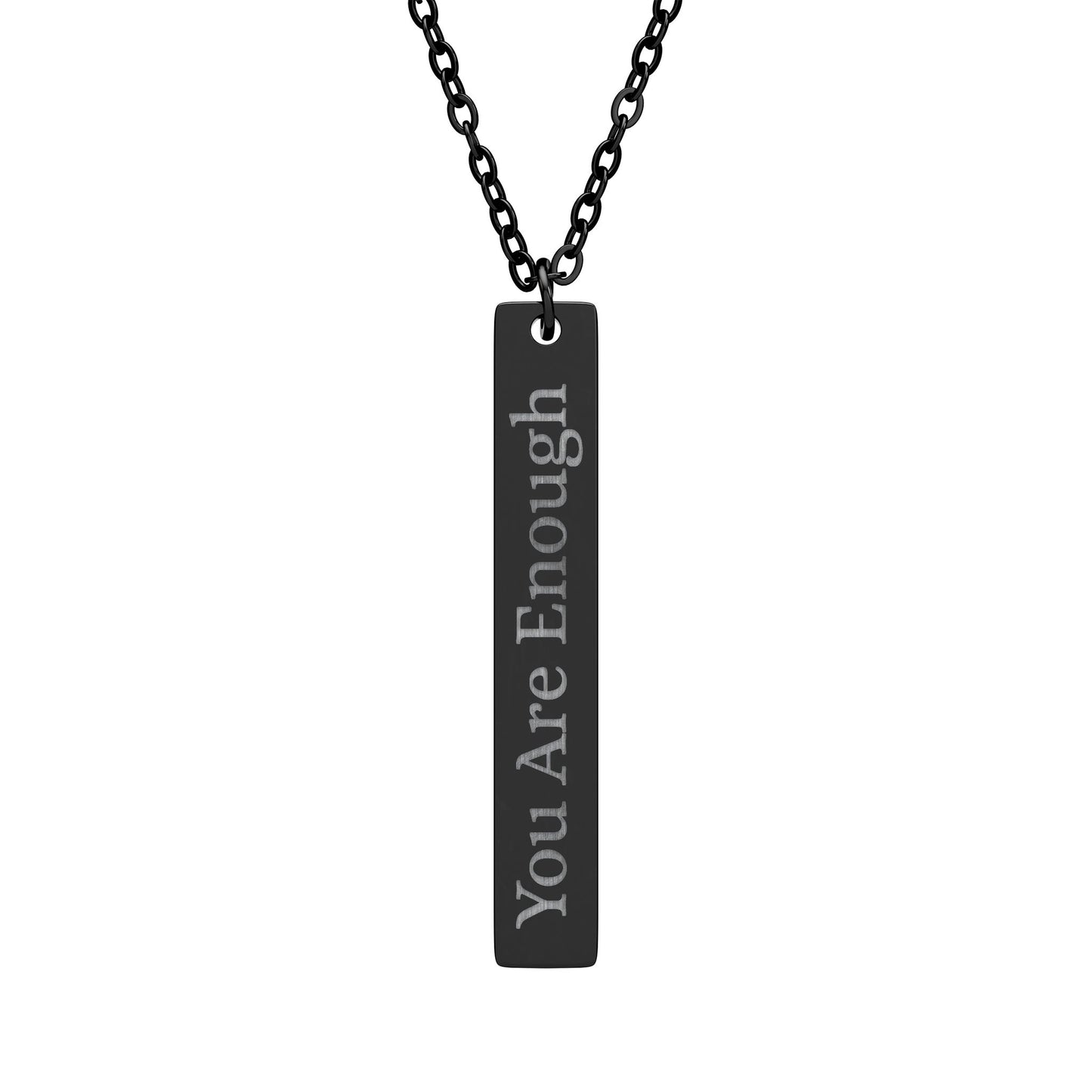 Engraved You Are Enough Vertical Bar Necklace Pendant - Revitalize Mind Body