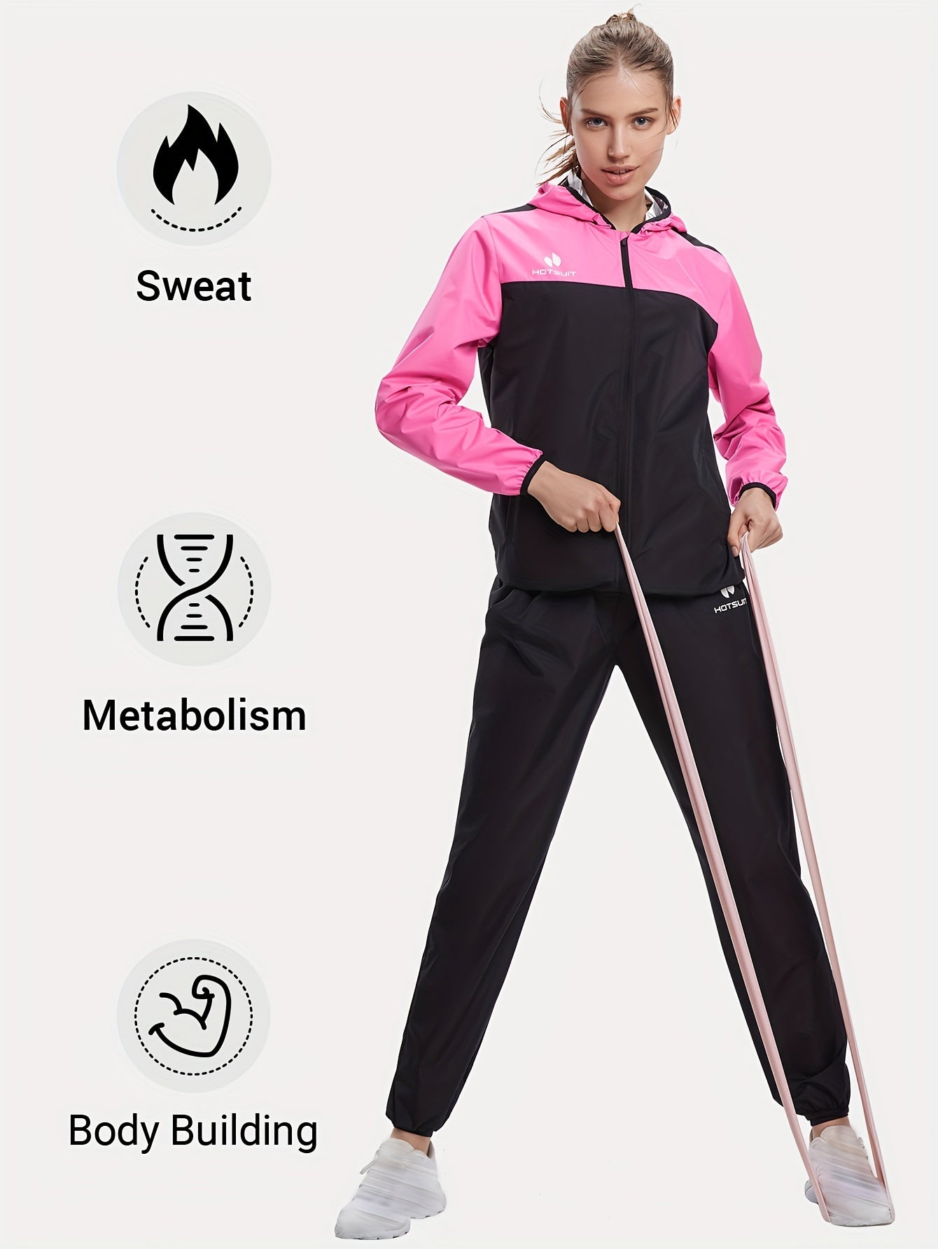 HOTSUIT Women's Sweat Sauna Suit With Hooded Jacket And Pants - Revitalize Mind Body