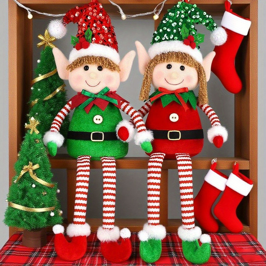 KPXHolidays Soft Christmas Elf Ornaments Two Piece Set Indoor Outdoor