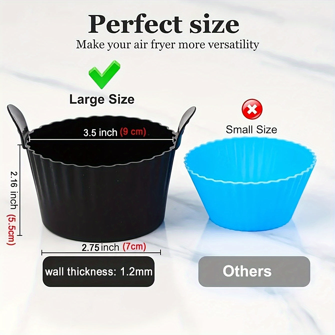 3pcs Black Silicone Air Fryer Baking Ramekins - Non-Stick, Food-Grade, Heat-Resistant Oven & Air Fryer Safe - Ideal for Eggs, Cupcakes, Muffins, Puddings, Tarts, Custards - Healthy Cooking Essentials, Air Fryer Accessories, K - Revitalize Mind Body