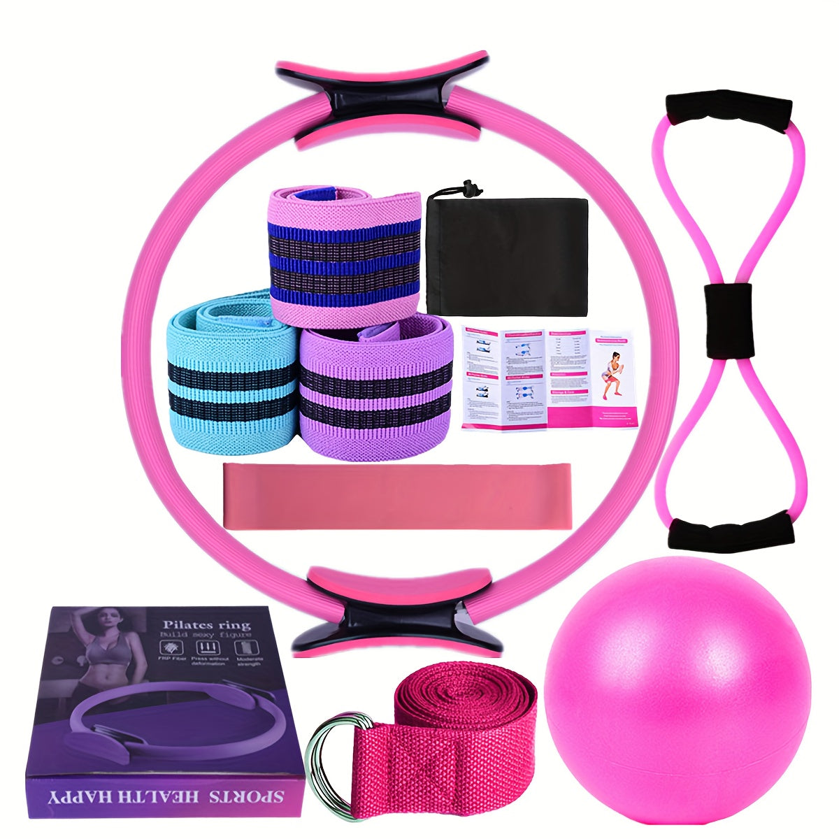 Yoga Fitness Set with Resistance Bands and Exercise Ball
