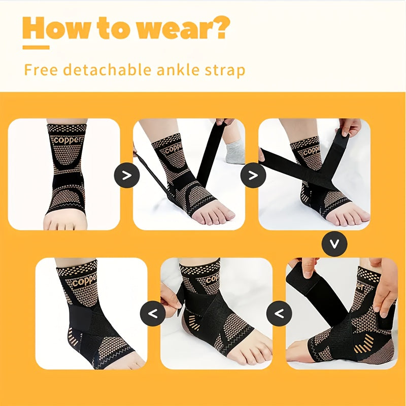 ROORUNS Ankle Support Brace Copper Fiber Compression Sleeves for Running - Revitalize Mind Body