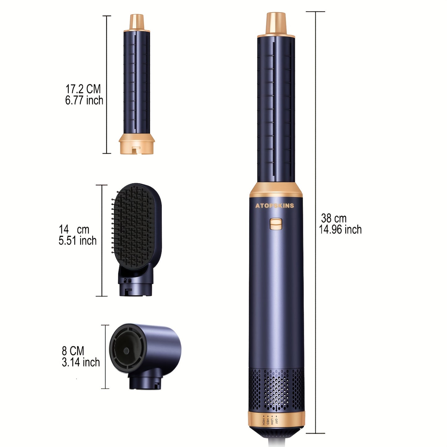 UKLISS 5-In-1 Hair Dryer Brush Styler Detachable Hot Air