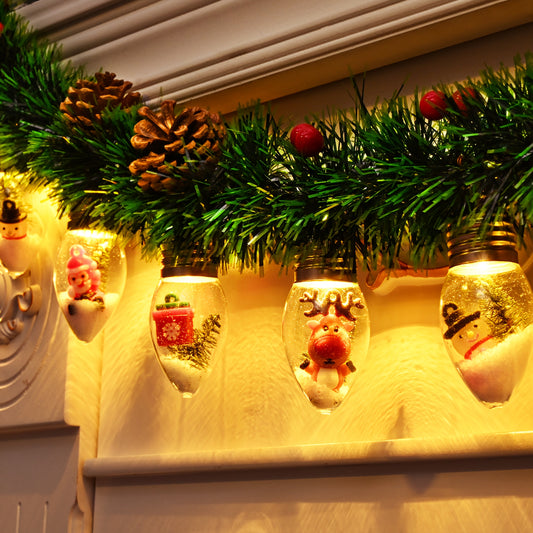 WAIPFARU LED Christmas Garland With Snow Globe Lights