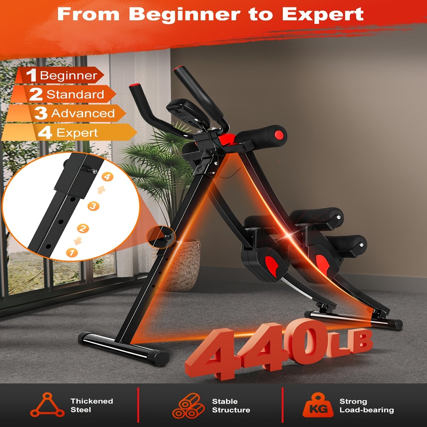 RMB Adjustable Foldable Abdominal Trainer With LCD Display