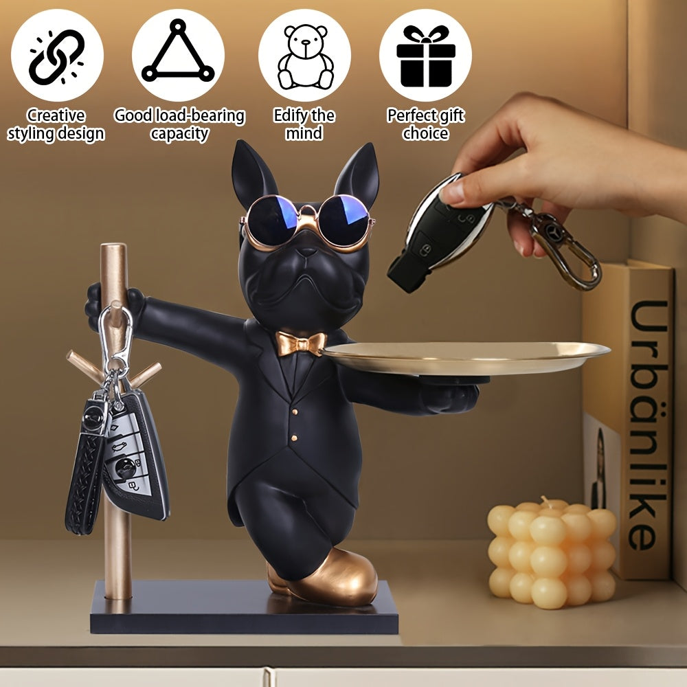 YGJT Resin Bulldog Tray Key Holder Jewelry Tray Decor