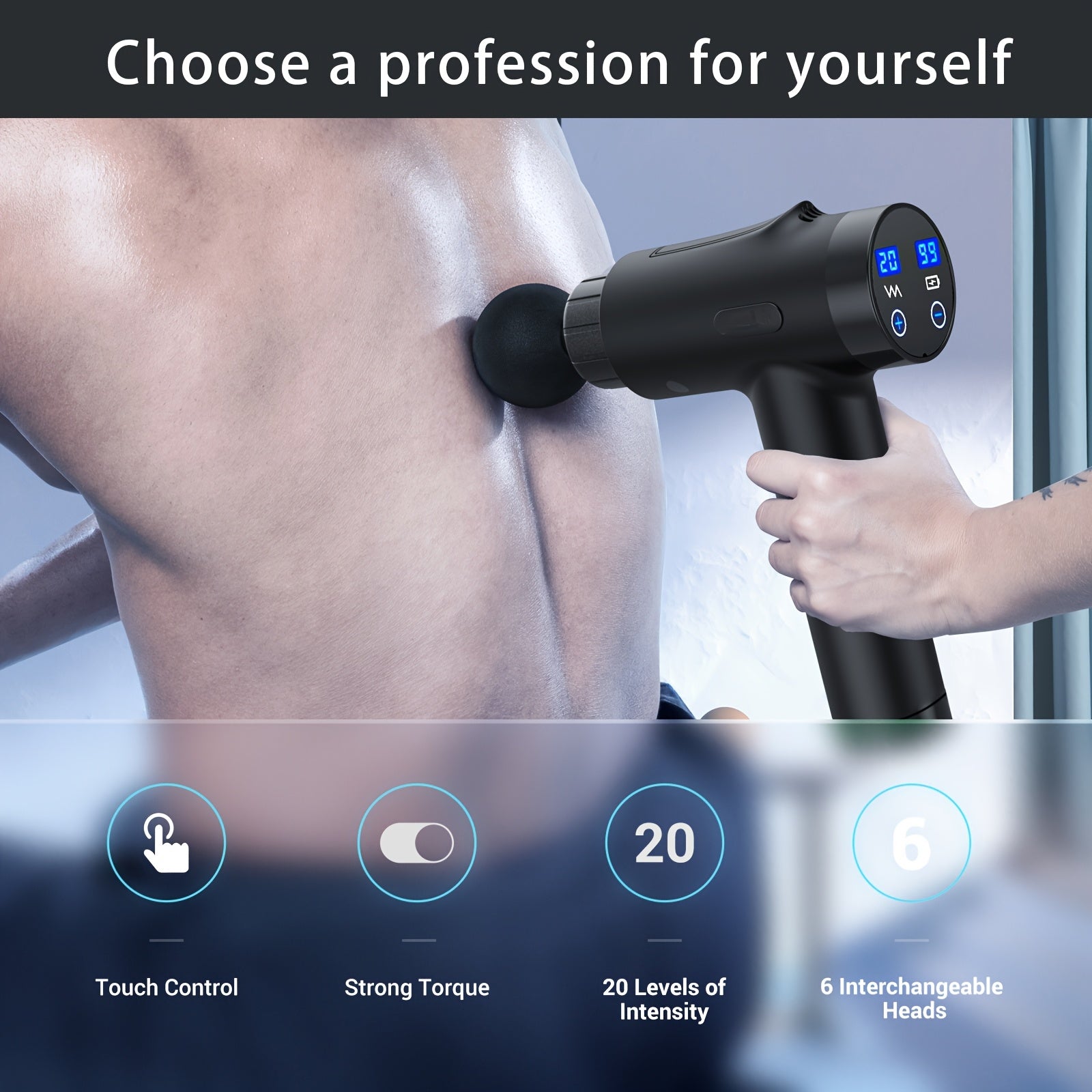 [Professional Fascia Gun] Professional Grade Fascia Gun, 6 Attachments, 20 Speeds, 1800mAh Battery | Low Noise, Multiple Intensity Options, Comfortable To Hold, Portable, 1 Storage Box, Suitable For Sports And Fitness, Ideal - Revitalize Mind Body
