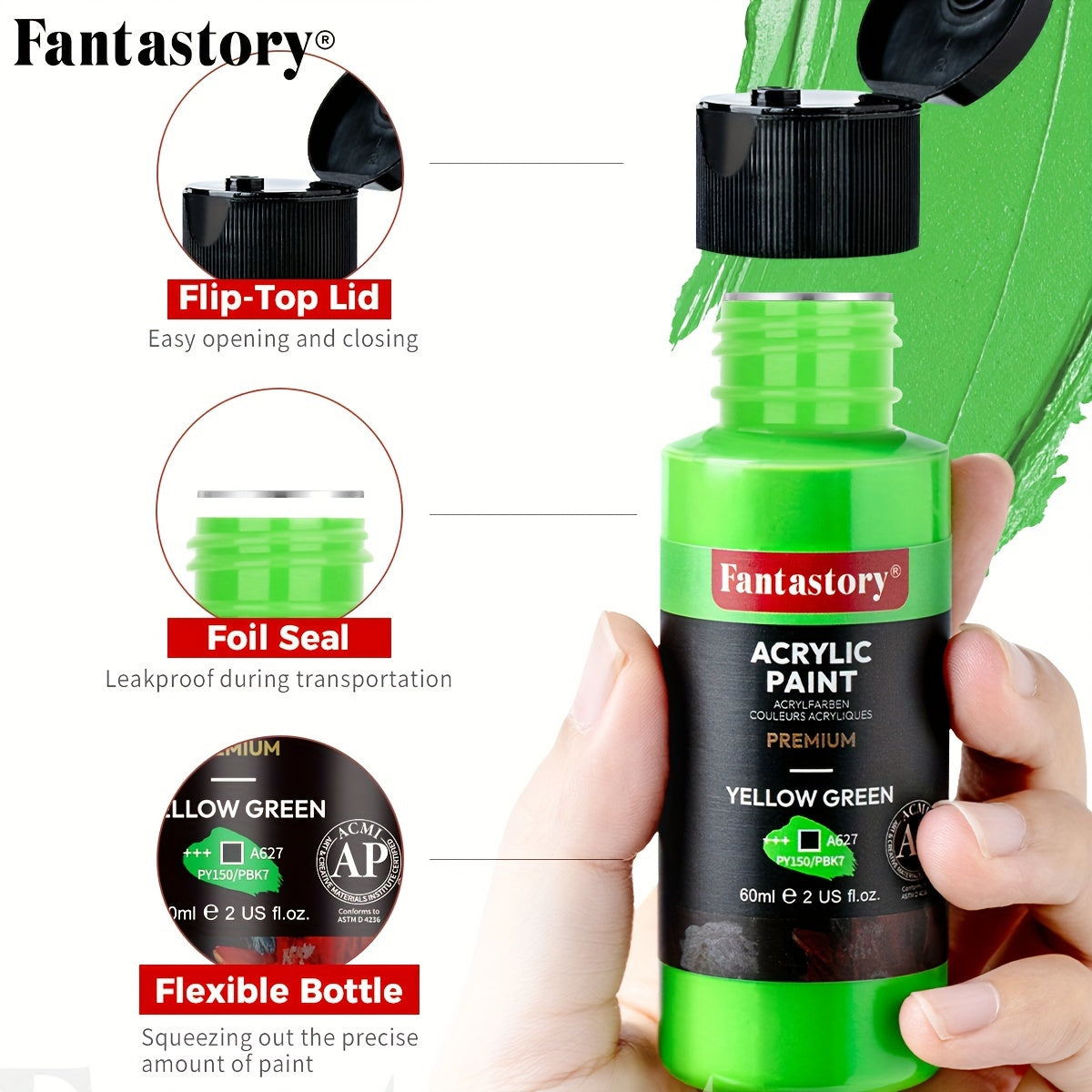 Fantastory 24Pcs Acrylic Paint Set Professional Craft Kit