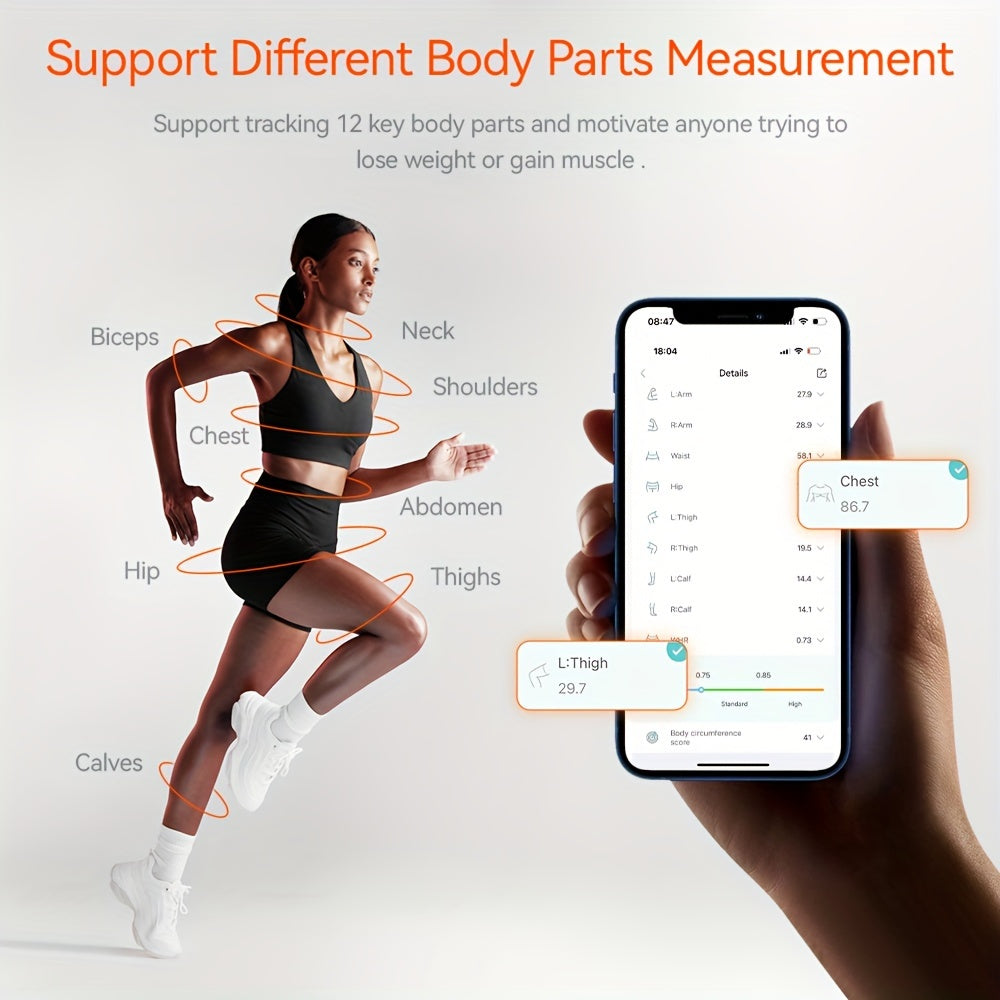 [Accurate Smart Body Measuring Tape] Smart Body Measuring Tape With APP, Body Tape Measure For Fitness Weight Loss Measurement, LED Display Rechargable Muscle Measuring Tape For Unlimited Users - Revitalize Mind Body