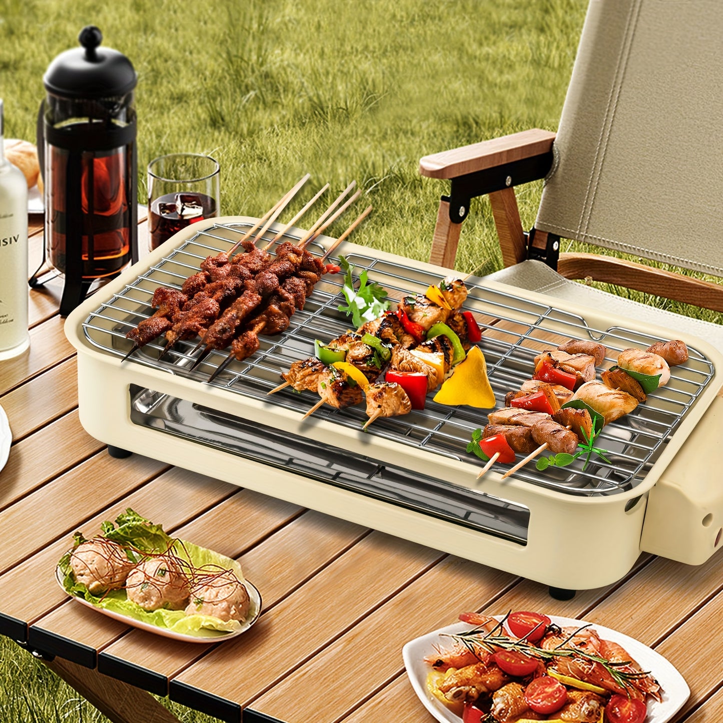 SUSTEAS Smokeless Electric Grill Indoor Nonstick Plate