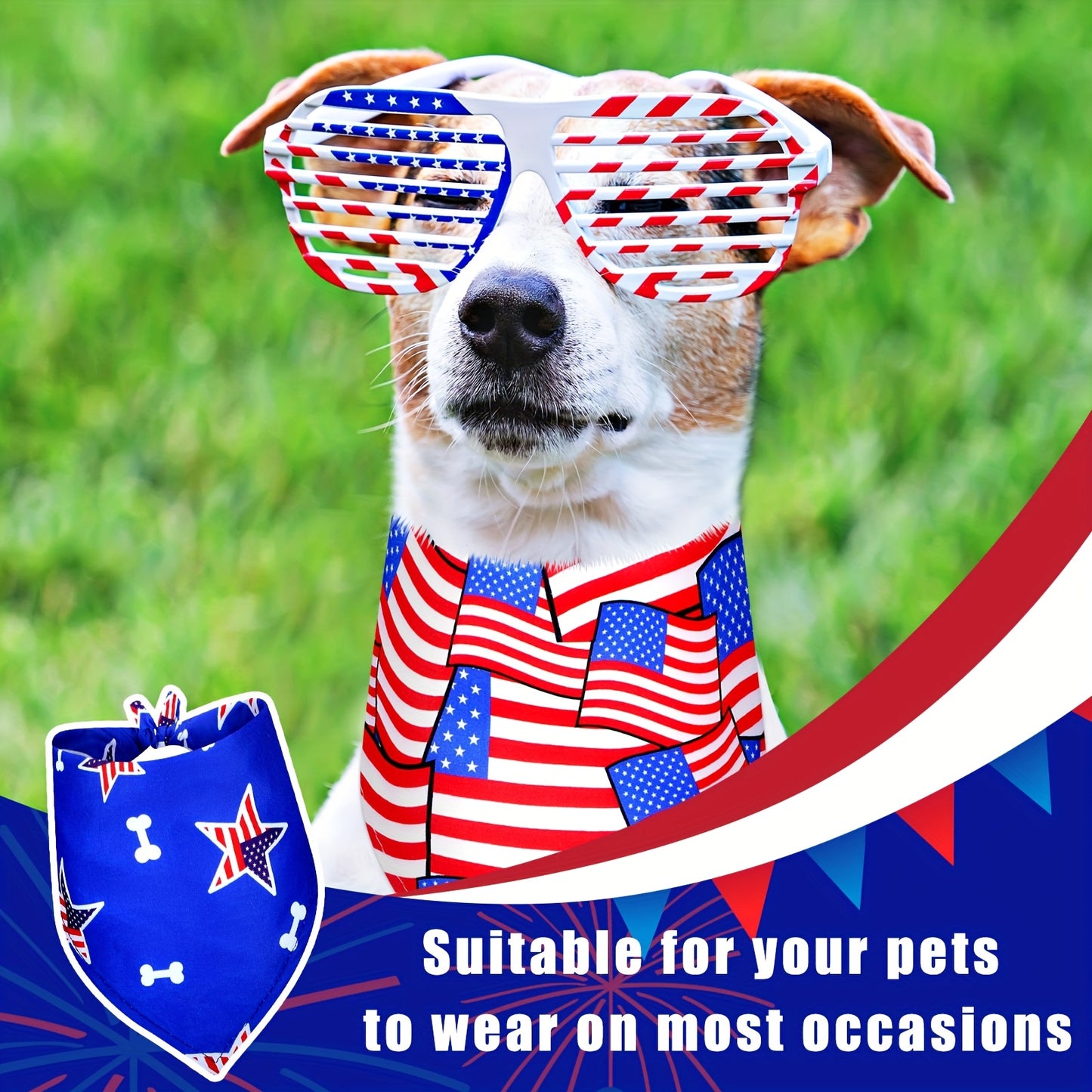 Patriotic Dog Bandanas Set for Celebrating Independence Day