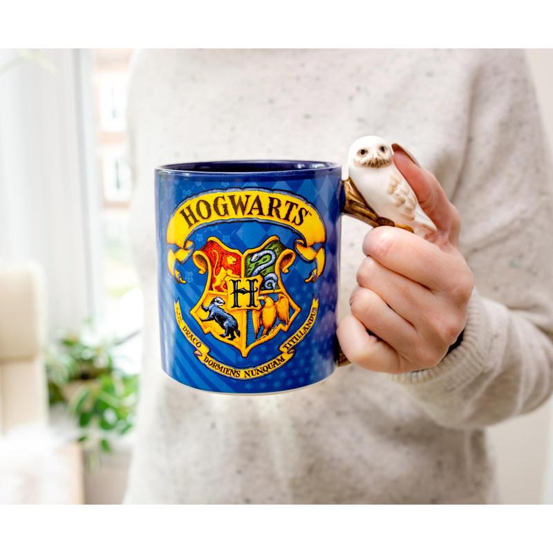 Silver Buffalo Harry Potter Hogwarts Crest Sculpted Handle Mug