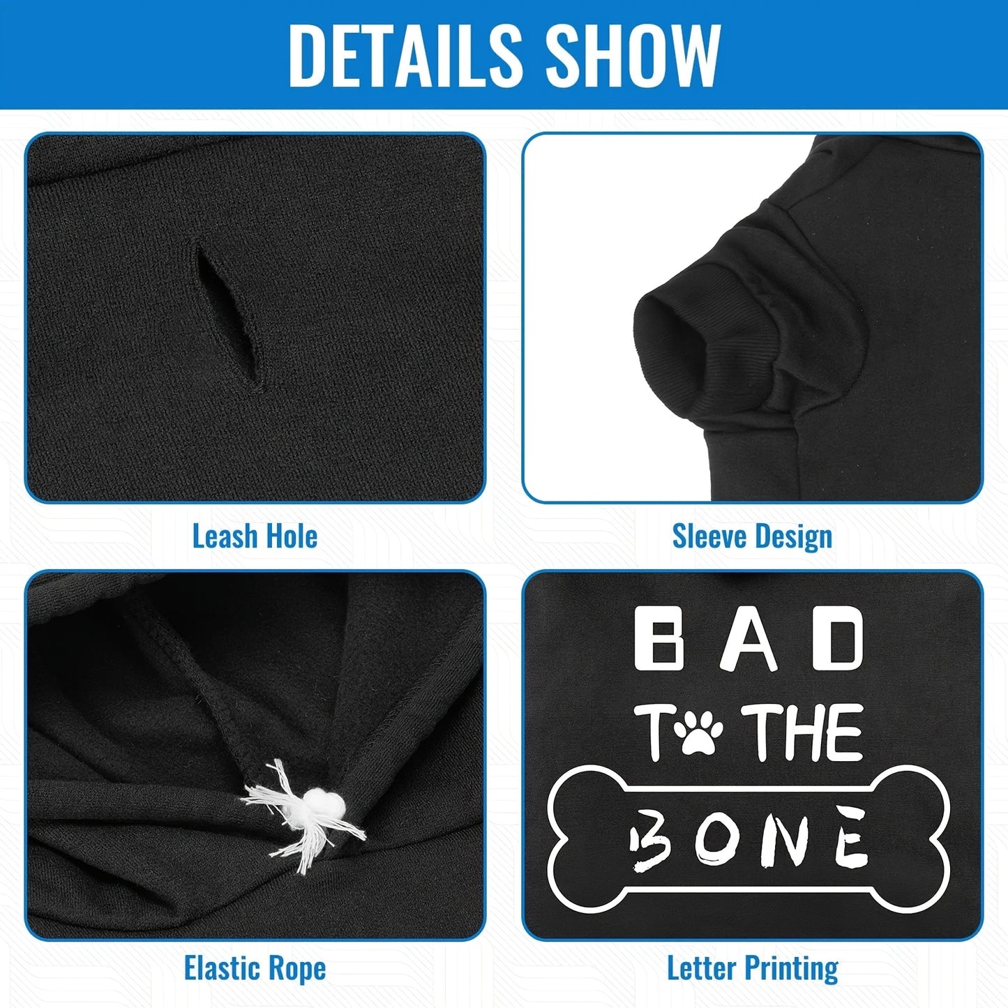BINGPET Bad to the Bone Dog Hoodie for All Seasons