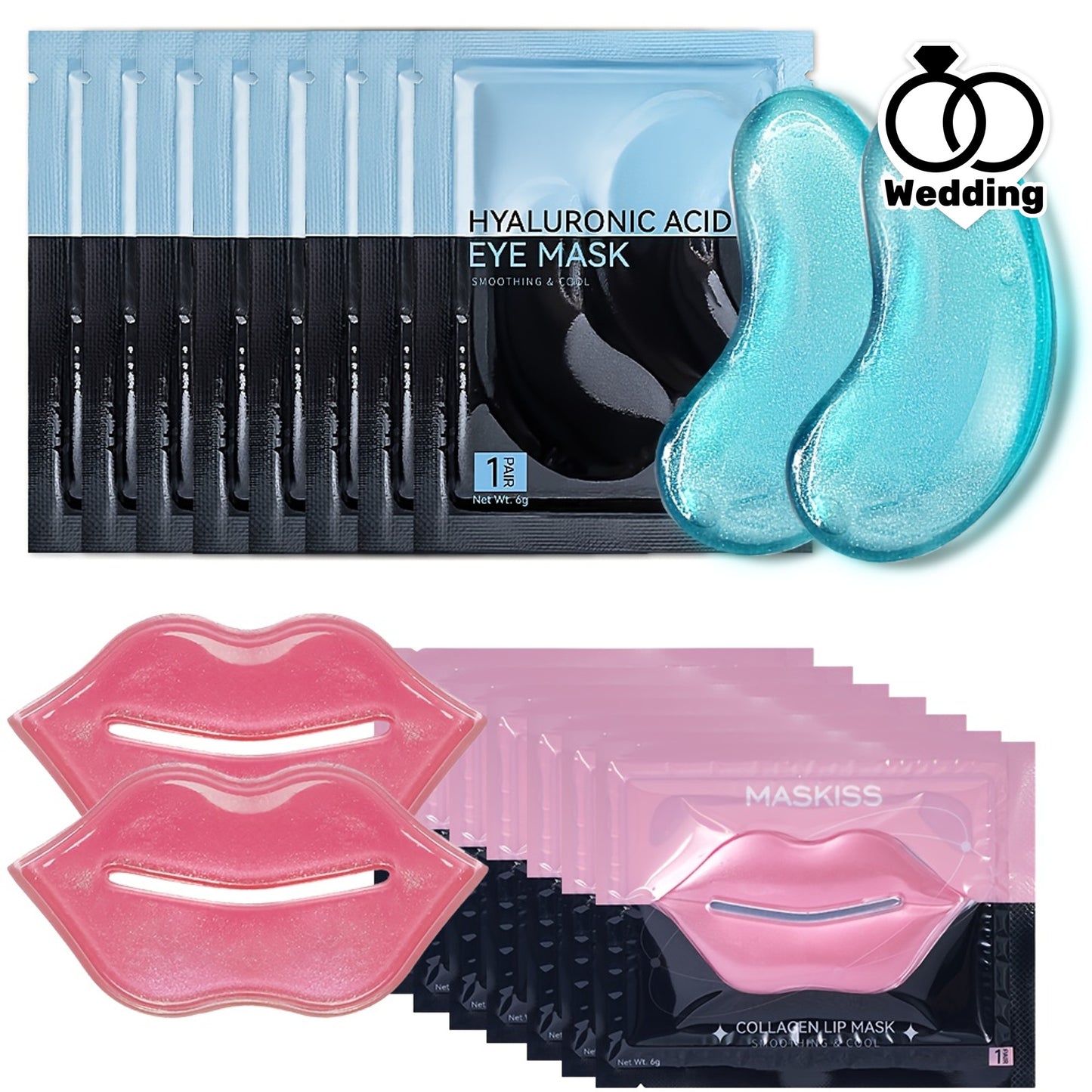 50pcs Hyaluronic Acid Eye & Lip Mask Set - Moisturizing, Firming, Hypoallergenic, Travel-Friendly for All Skin Types, Ideal for Wedding & Valentine's Day Gifts - Revitalize Mind Body