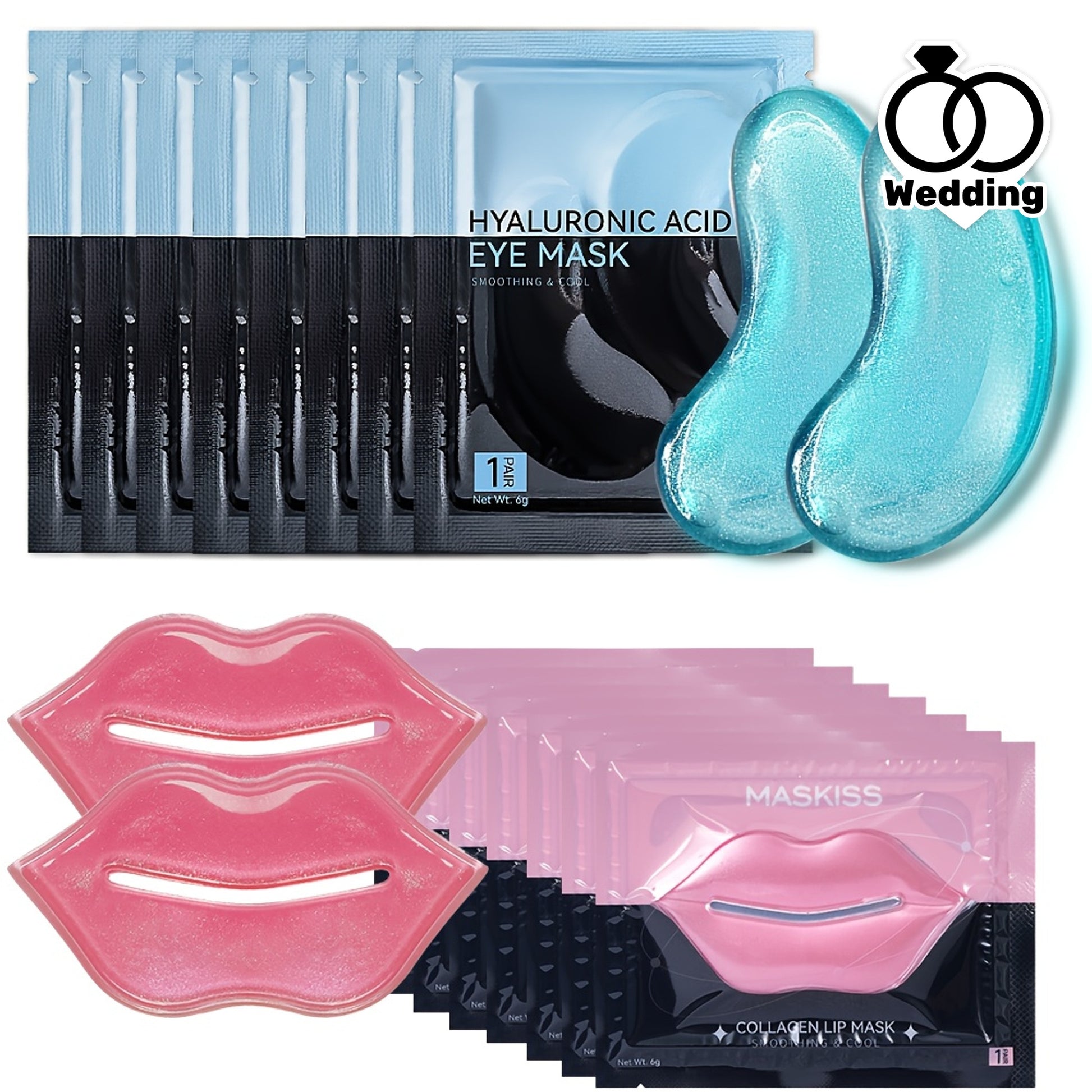50pcs Hyaluronic Acid Eye & Lip Mask Set - Moisturizing, Firming, Hypoallergenic, Travel-Friendly for All Skin Types, Ideal for Wedding & Valentine's Day Gifts - Revitalize Mind Body