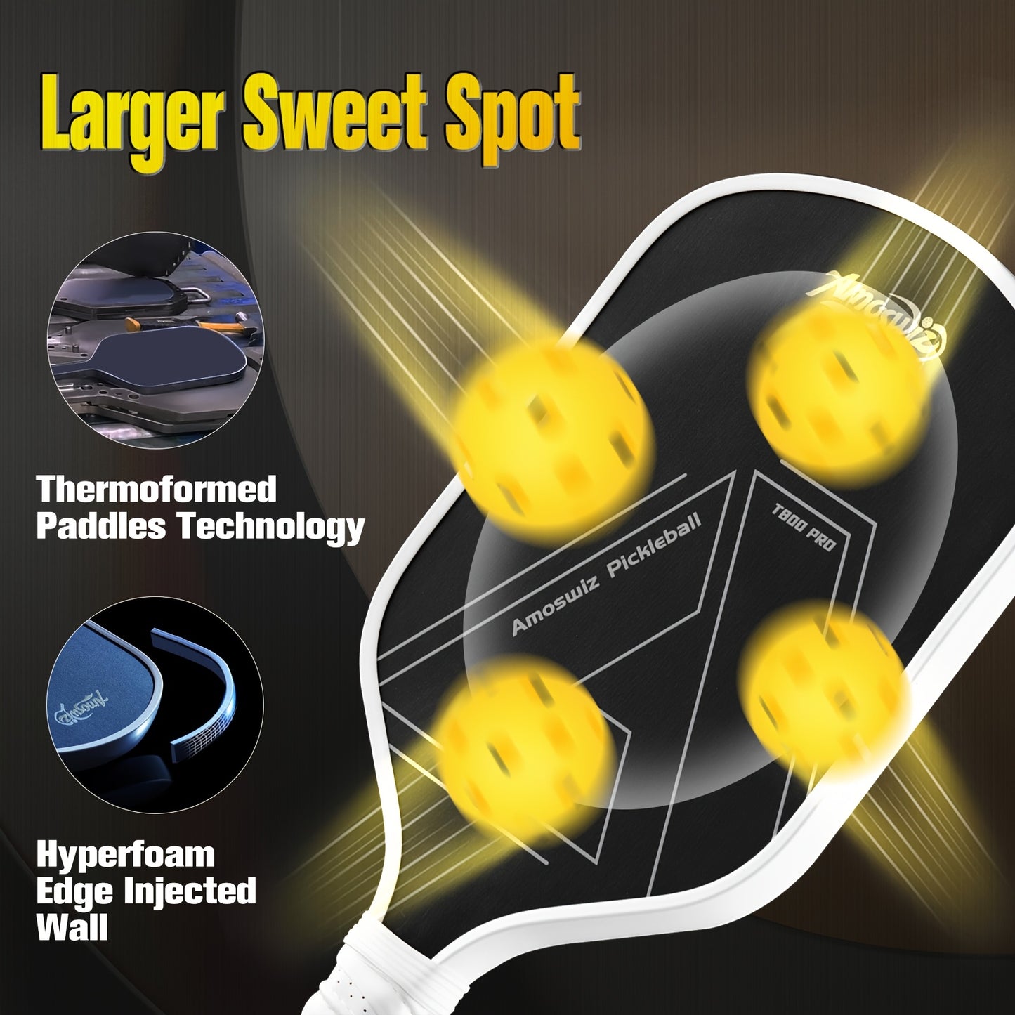 AMOSWIZ T900 Carbon Fiber Pickleball Paddle With Spin Power
