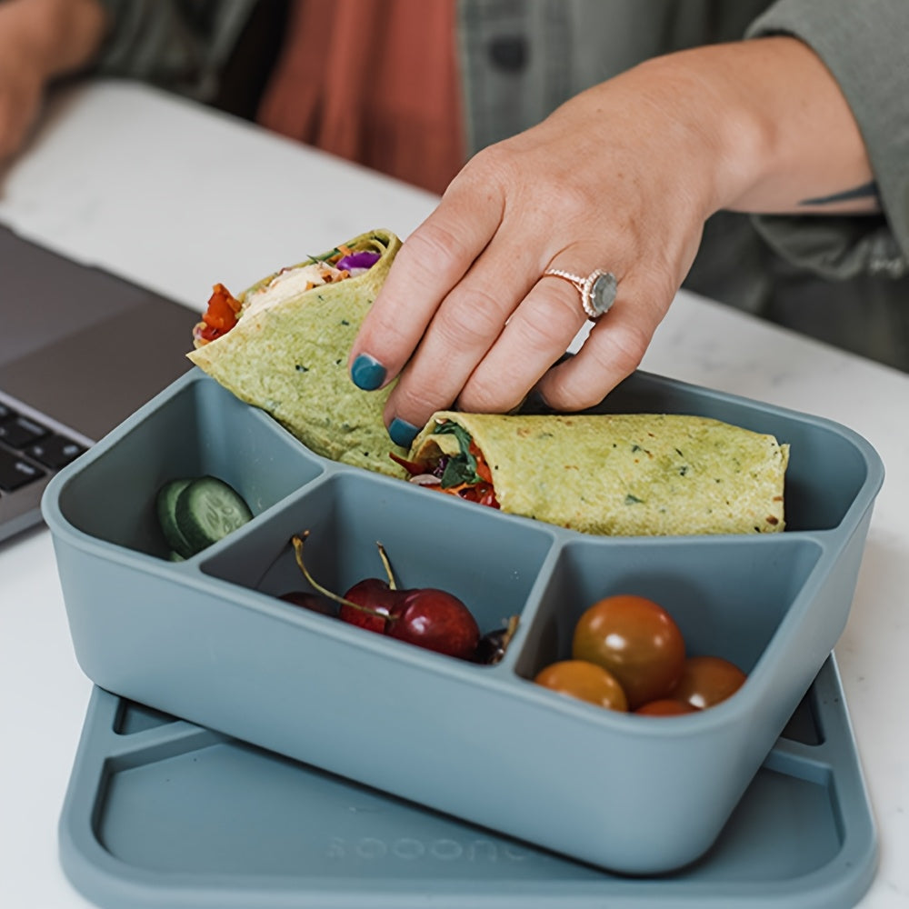 Premium Minimalist Silicone Lunch Box With Four Compartments Microwave Safe - Revitalize Mind Body