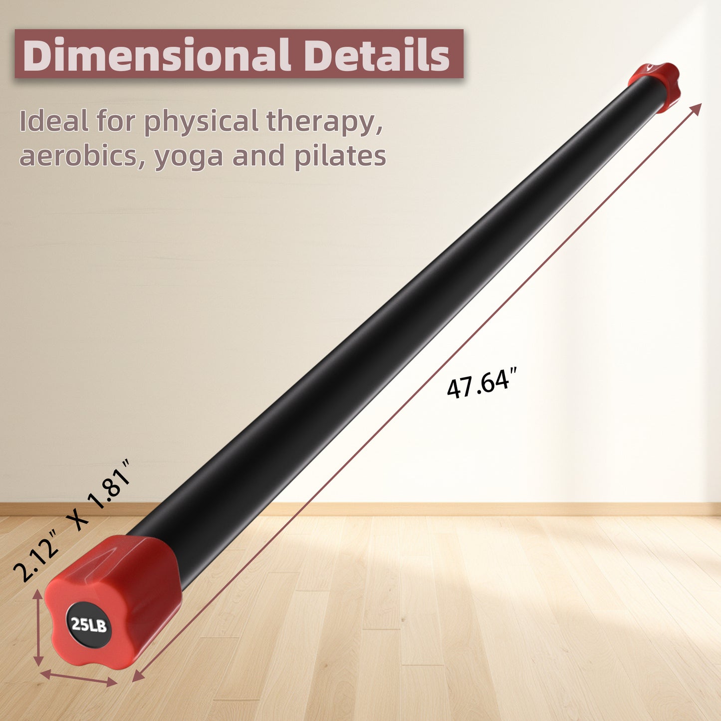 FITVIDS Weighted Bar For Home Workouts Steel Core Bar