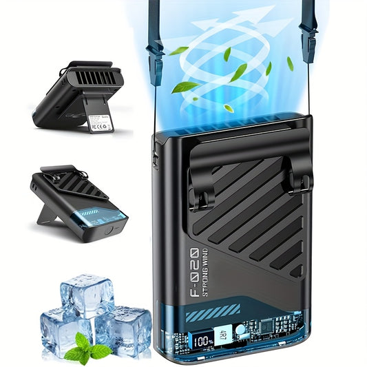 2025 AI Portable Waist Fan, Rechargeable, 20+ Hour Range with LED Display, 5-Speed 10, 000RPM Cooling Personal Clip Fan for Outdoor Work, Camping, Farms And Job Sites (Black) - Revitalize Mind Body
