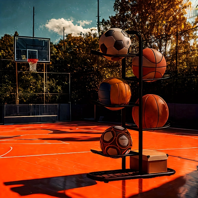 Four Tier Basketball Storage Rack for Gym and Garage