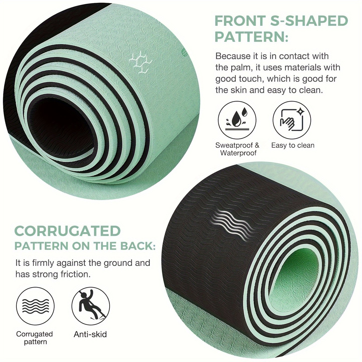TPE Non Slip Yoga Mat For Yoga Pilates Floor Exercises