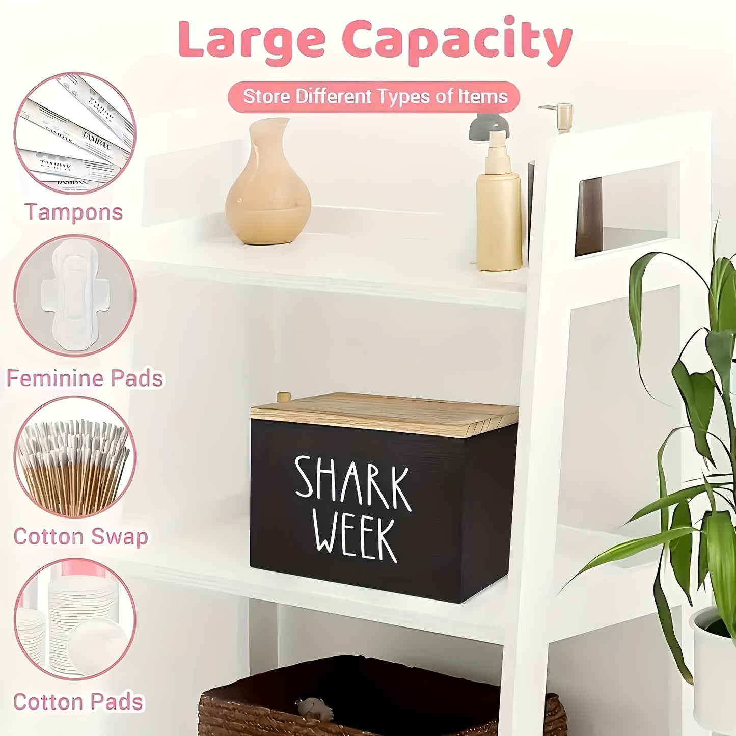 KAREAL Shark Week Wooden Organizer Box With Hinged Lid